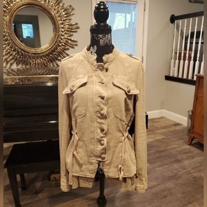 Free People Military Ruffle Jacket